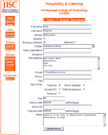 Screenshot of Delegate Details.