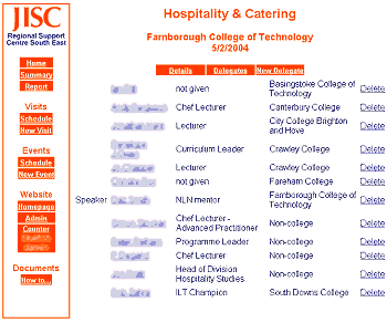 Screenshot of the Delegates and Speakers for an event.