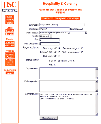 Screenshot of Event Details.